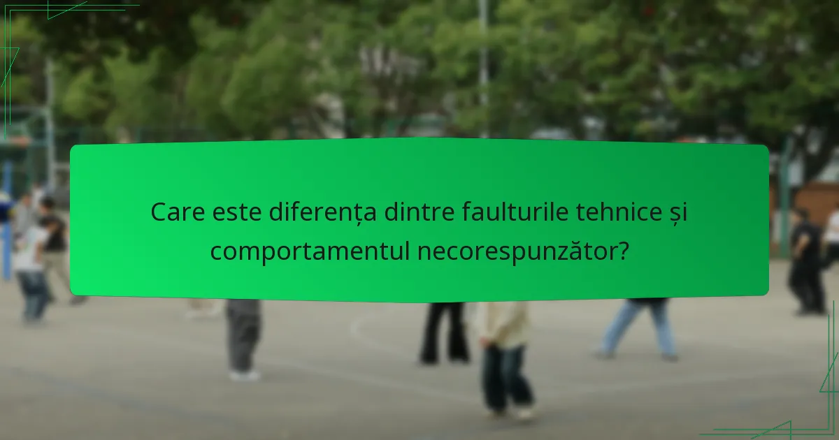 Care este diferența dintre faulturile tehnice și comportamentul necorespunzător?