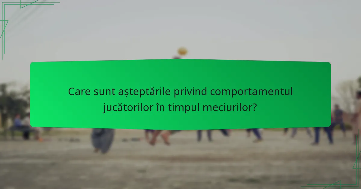Care sunt așteptările privind comportamentul jucătorilor în timpul meciurilor?