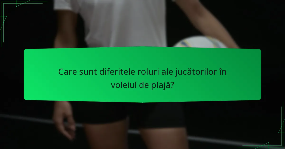 Care sunt diferitele roluri ale jucătorilor în voleiul de plajă?