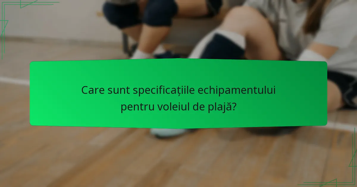 Care sunt specificațiile echipamentului pentru voleiul de plajă?