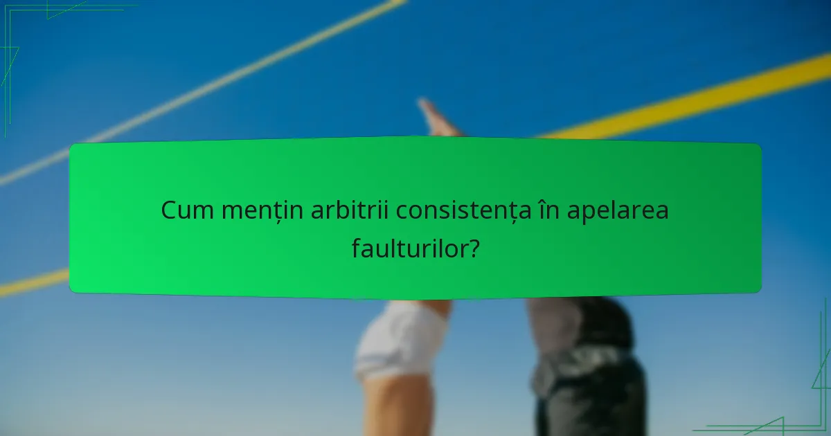 Cum mențin arbitrii consistența în apelarea faulturilor?