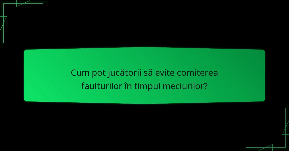 Cum pot jucătorii să evite comiterea faulturilor în timpul meciurilor?