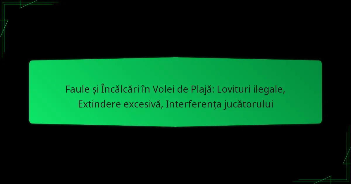 Faule și Încălcări în Volei de Plajă: Lovituri ilegale, Extindere excesivă, Interferența jucătorului