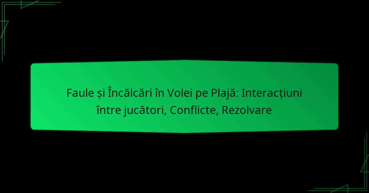 Faule și Încălcări în Volei pe Plajă: Interacțiuni între jucători, Conflicte, Rezolvare