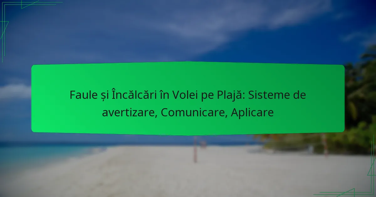 Faule și Încălcări în Volei pe Plajă: Sisteme de avertizare, Comunicare, Aplicare