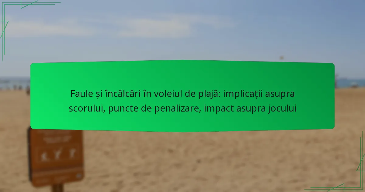 Faule și încălcări în voleiul de plajă: implicații asupra scorului, puncte de penalizare, impact asupra jocului