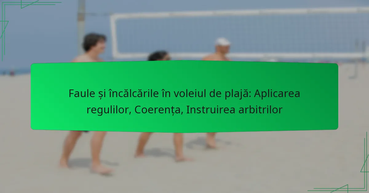 Faule și încălcările în voleiul de plajă: Aplicarea regulilor, Coerența, Instruirea arbitrilor
