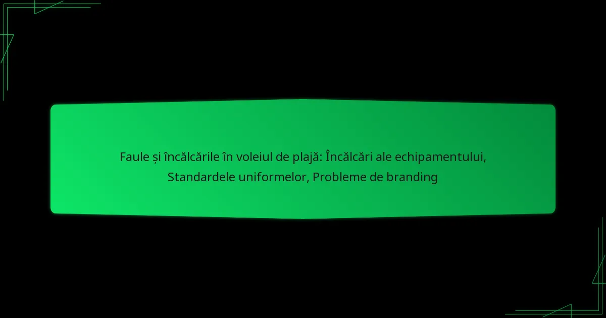 Faule și încălcările în voleiul de plajă: Încălcări ale echipamentului, Standardele uniformelor, Probleme de branding
