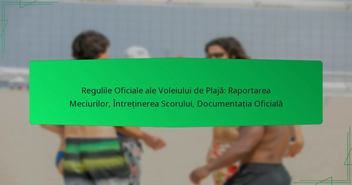 Regulile Oficiale ale Voleiului de Plajă: Raportarea Meciurilor, Întreținerea Scorului, Documentația Oficială